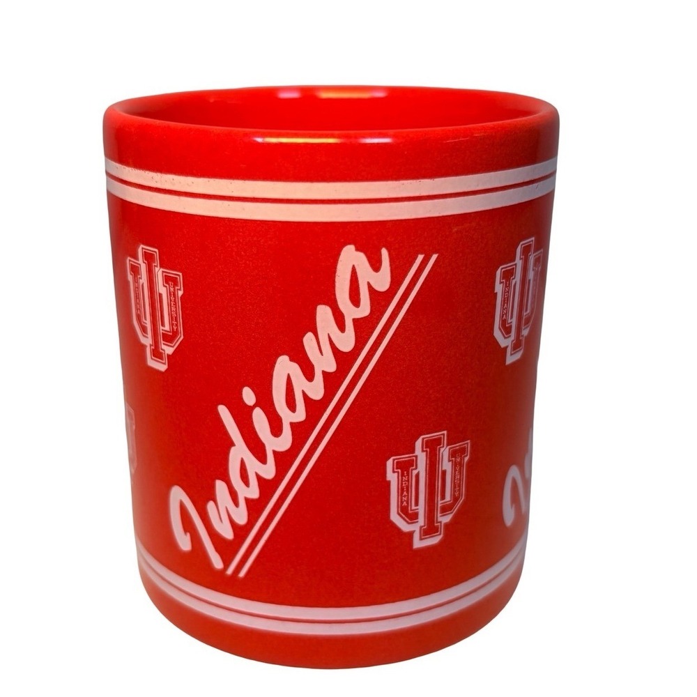 Rare Indiana University IU Hoosiers 1990s Red Ceramic Mug Vintage NCAA MCM - Picture 2 of 7